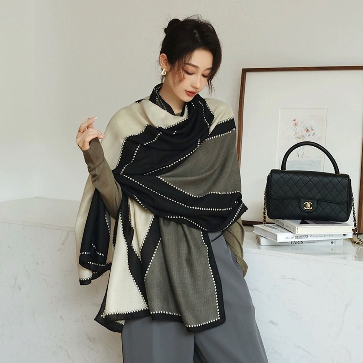 KAST PE - Pashmina mujer pañoleta Nairobi Foulard hilo tipo algodón