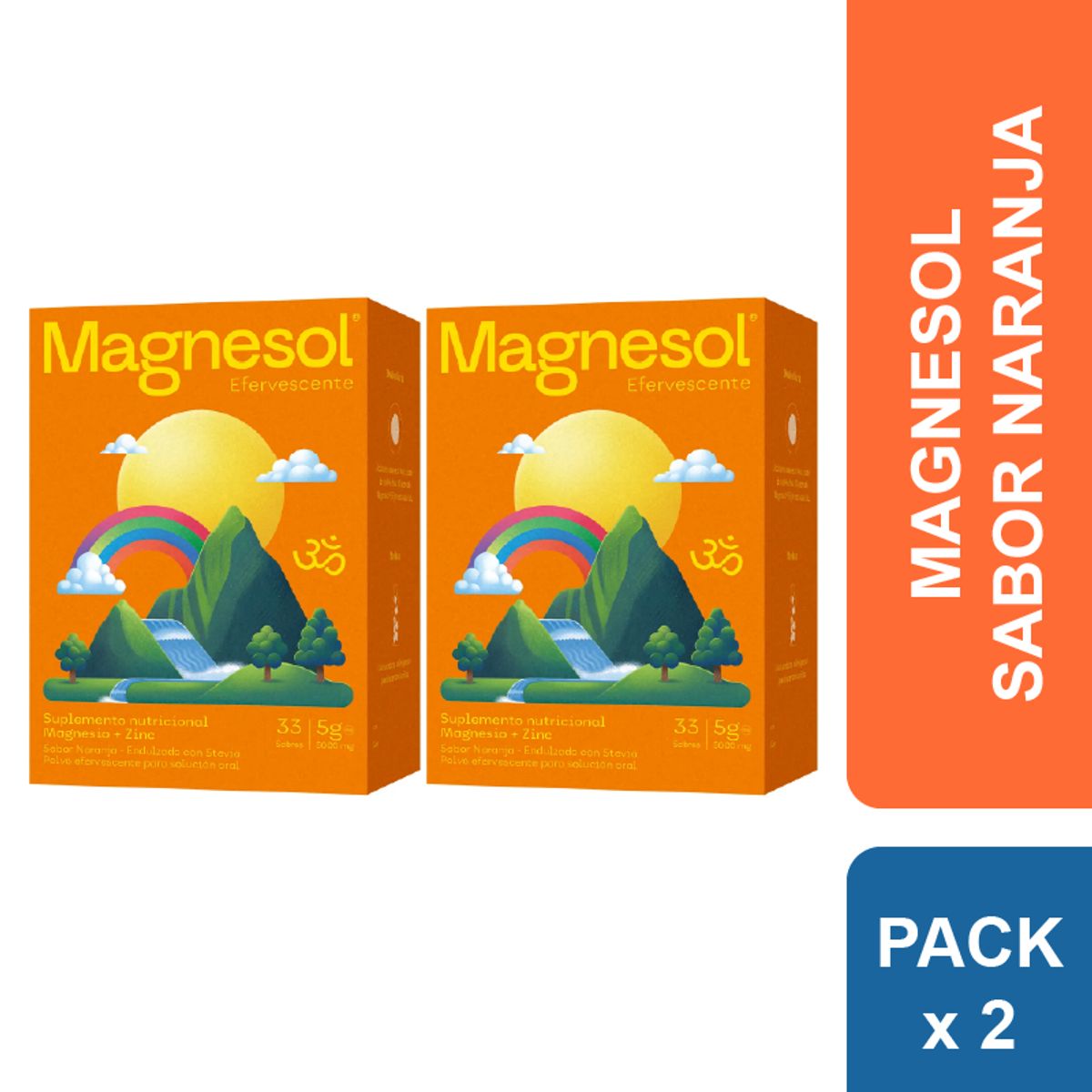MAGNESOL - Pack 2 Cajas Efervescente Magnesol Naranja - Magnesio + Zinc