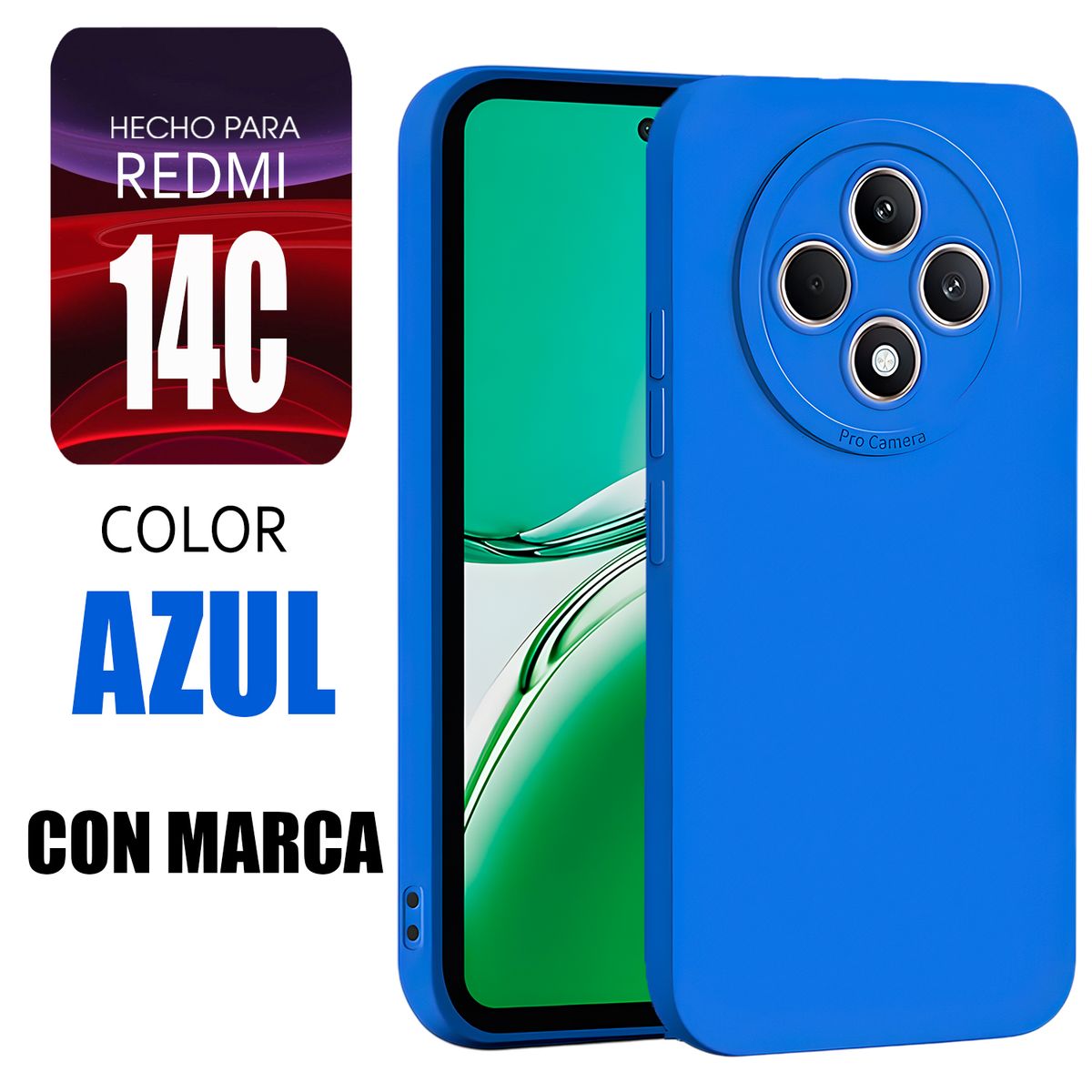 XIAOMI - Silicone Case Para Redmi 14C Azul Con Marca