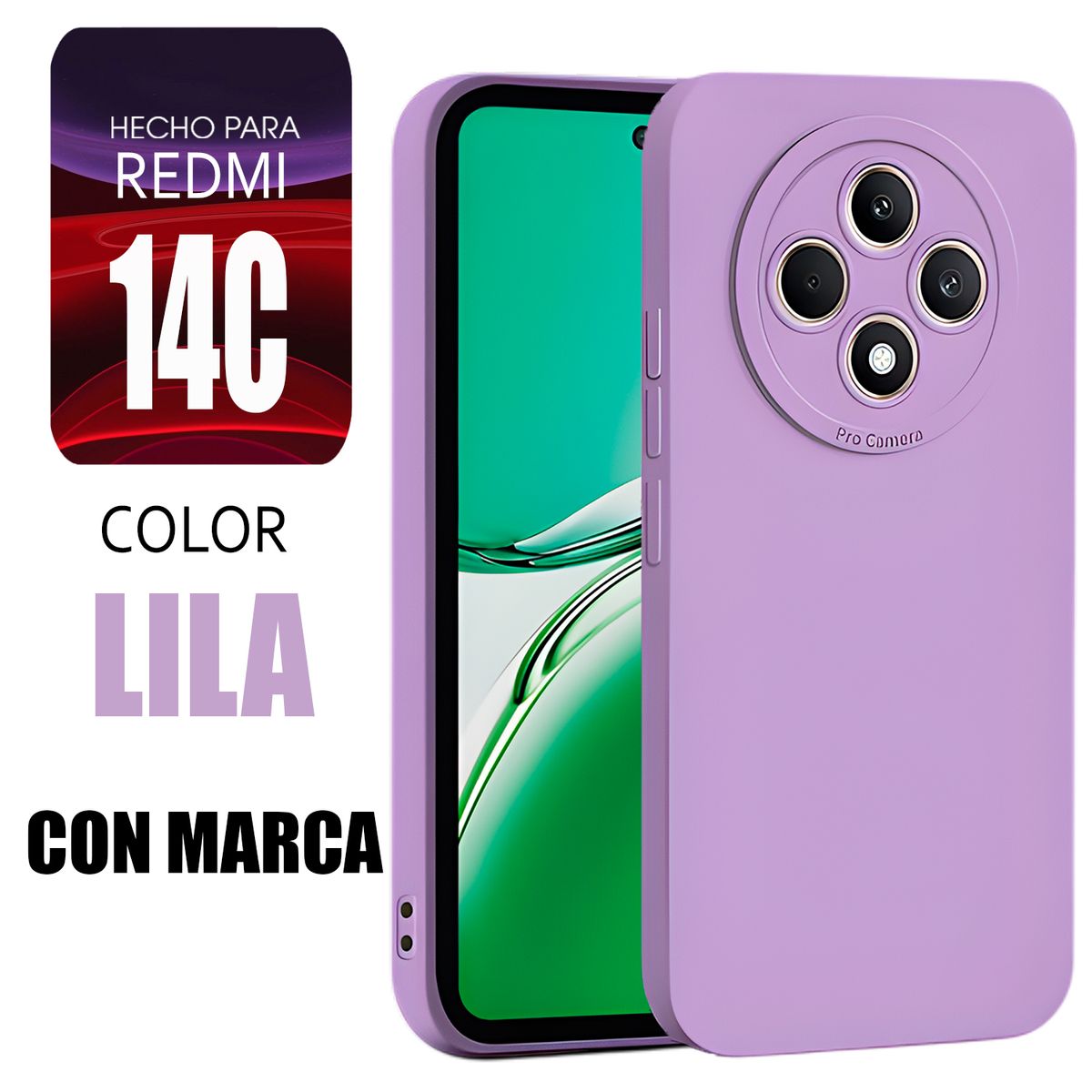 XIAOMI - Silicone Case Para Redmi 14C Lila Con Marca