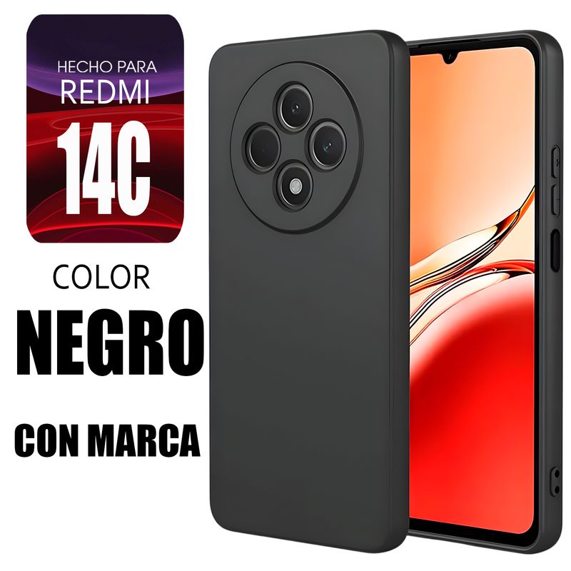 XIAOMI - Silicone Case Para Redmi 14C Negro Con Marca
