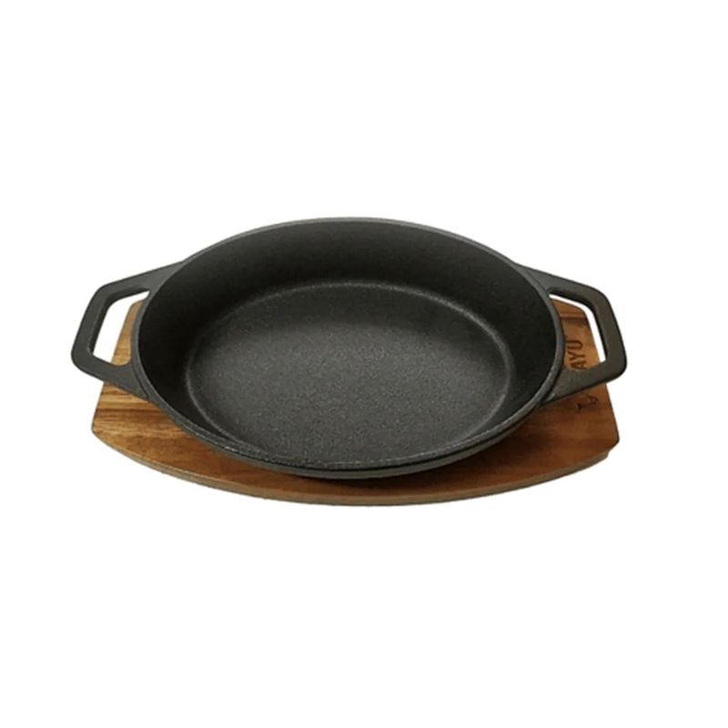 WAYU - OLLA CACEROLA DE HIERRO FUNDIDO WAYU CON BASE DE MADERA