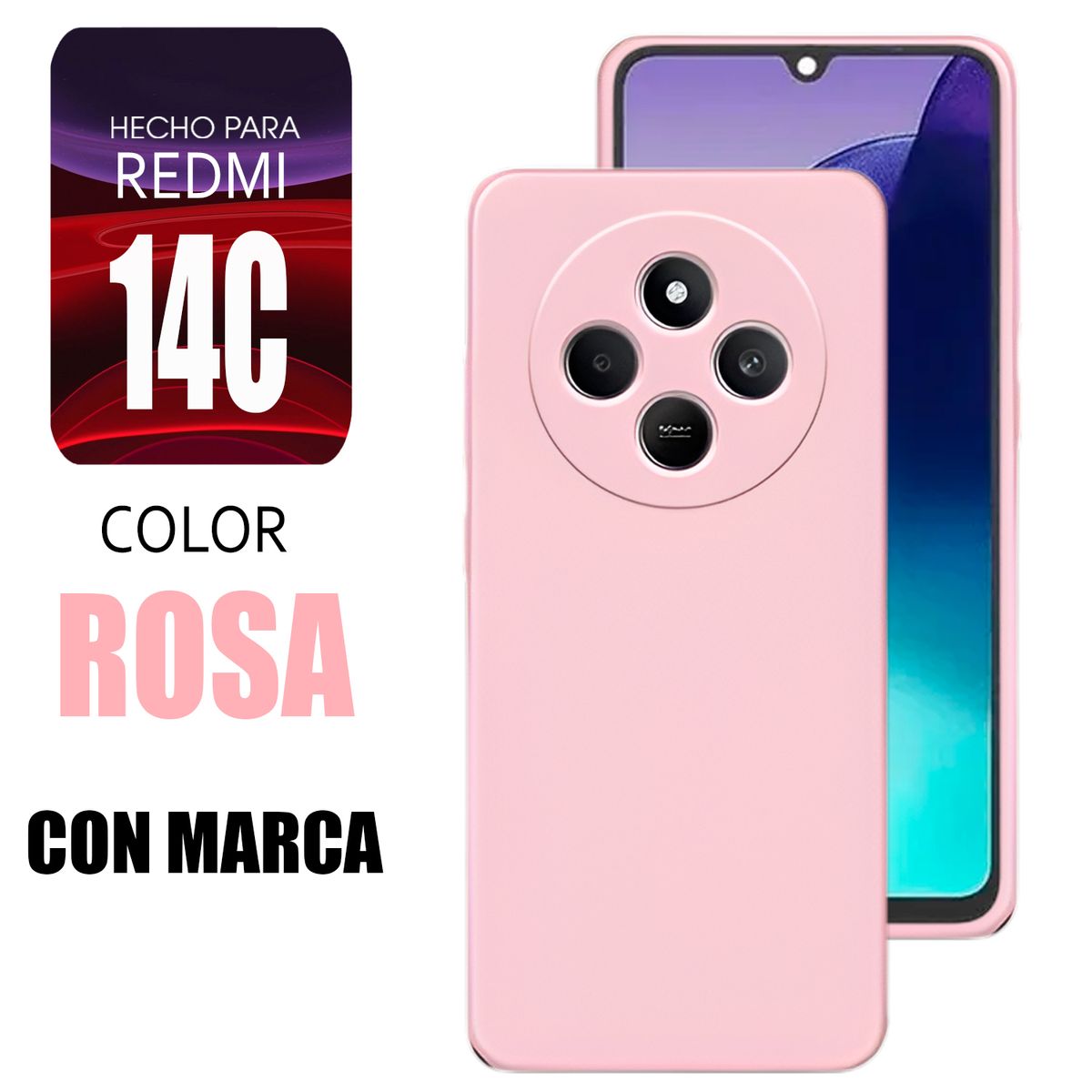 XIAOMI - Silicone Case Para Redmi 14C Rosa Con Marca