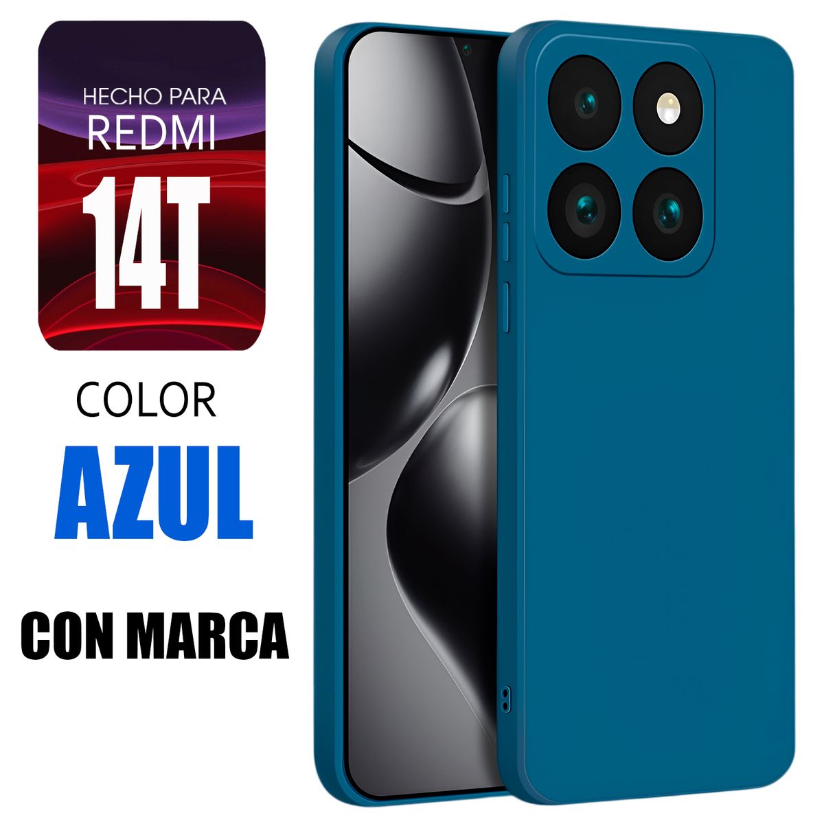 XIAOMI - Silicone Case Para Redmi 14T Azul Con Marca