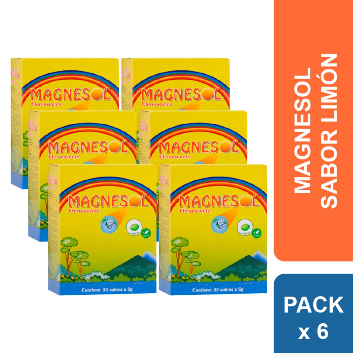 MAGNESOL - Pack 6 Cajas Efervescente Magnesol Limón - Magnesio + Zinc