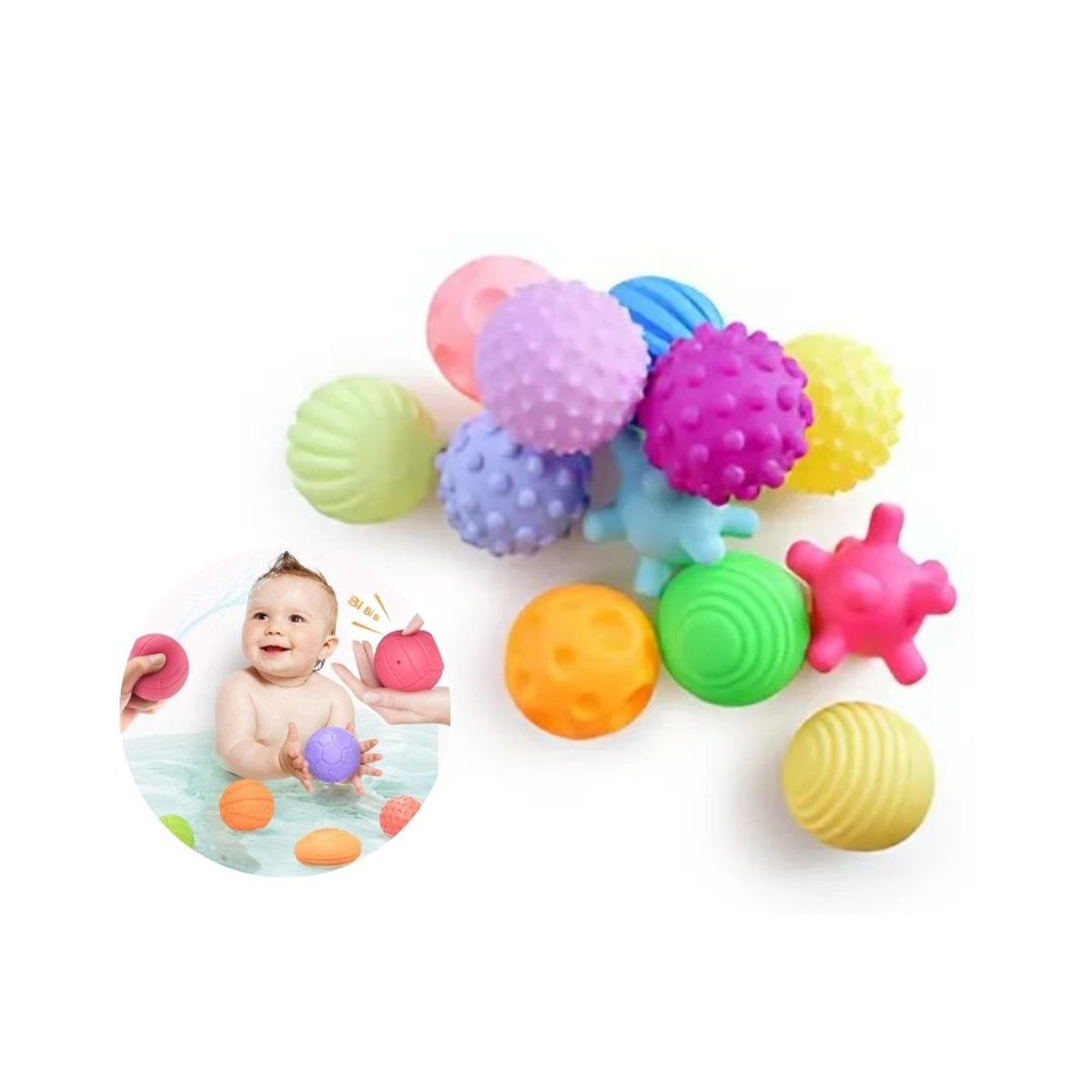 GENERICO - Pelotas Sensoriales para Bebés Neón Pastel x12