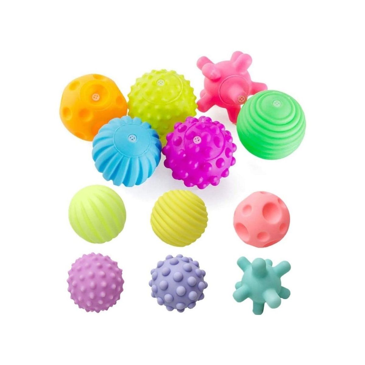 GENERICO - Pelotas Sensoriales para Bebés Neón Pastel x12