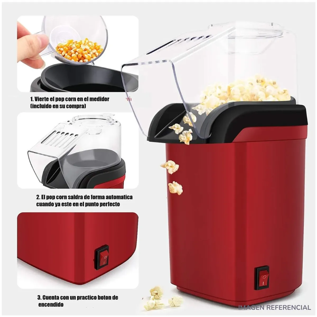 INSPIRA - Máquina de Pop Corn Mini Máquina de Canchita OIL FREE