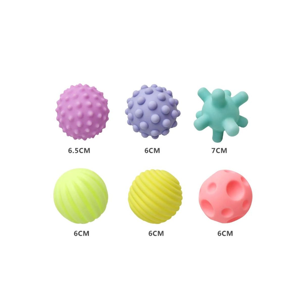 GENERICO - Set de Pelotas Sensoriales para Bebé Pastel x6