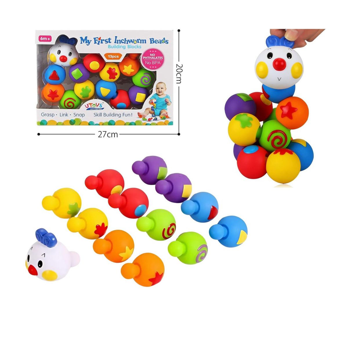 GENERICO - Gusano Sensorial Armable Clasificación de Colores para Bebé