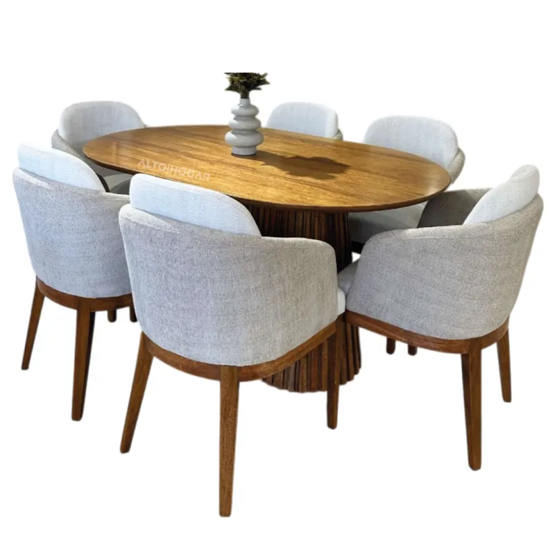 ALTO HOGAR - Juego De Comedor Olivia 6 Sillas Gris - Ivory Madera Tornillo