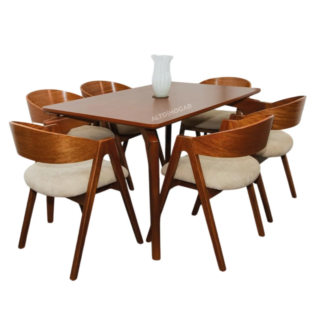 ALTO HOGAR - Juego De Comedor Azalu 6 Sillas Beige Madera Tornillo