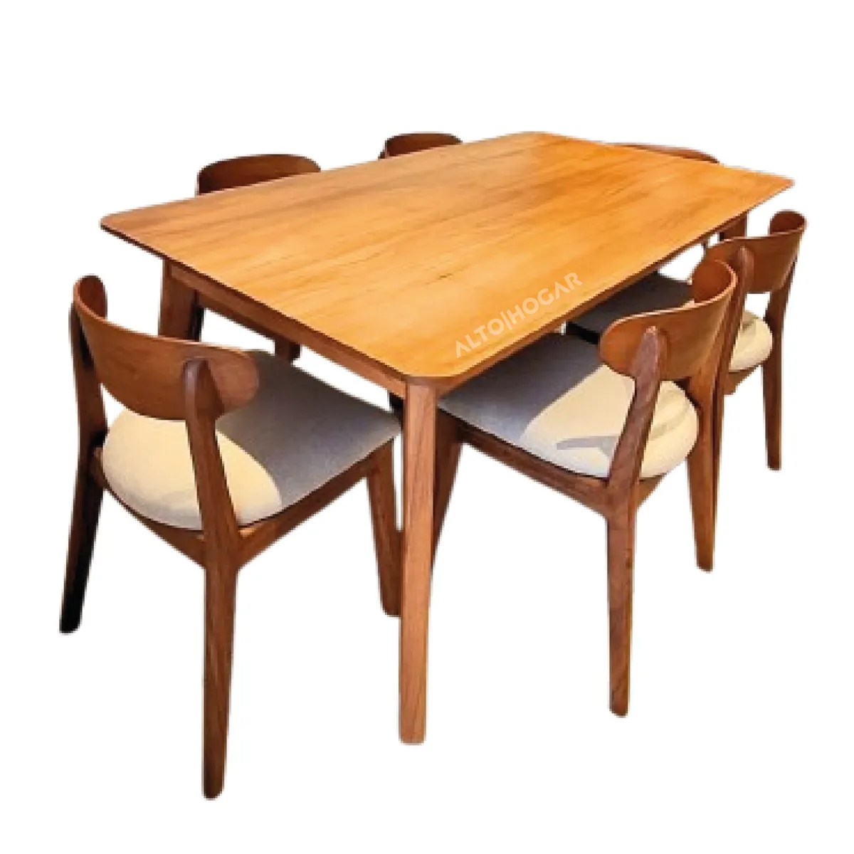 ALTO HOGAR - Juego De Comedor Carsi 6 Sillas Beige Madera Tornillo