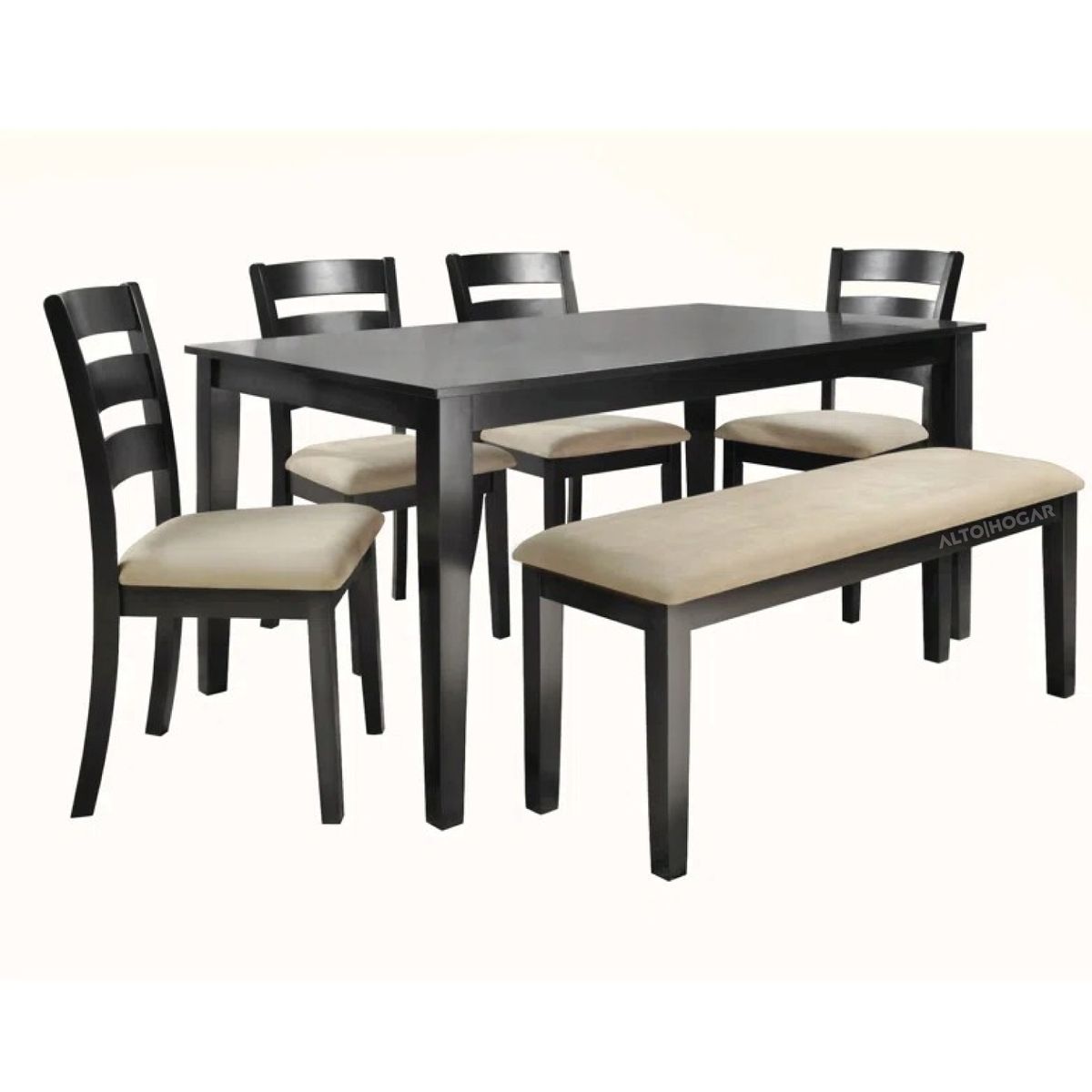 ALTO HOGAR - Juego De Comedor Denieke 6 Sillas Beige Madera Tornillo