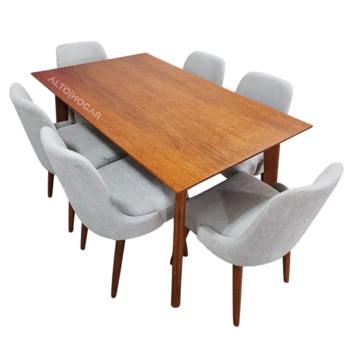 ALTO HOGAR - Juego De Comedor Massiel 6 Sillas Gris Claro Madera Tornillo