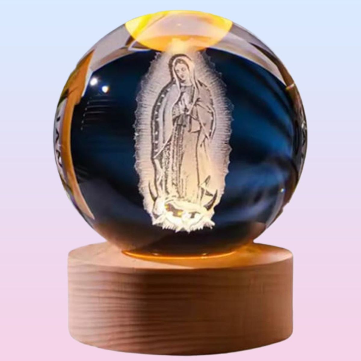 GENERICO - ESFERA DE CRISTAL 3D LÁMPARA LED ADORNO DECORATIVO VIRGEN DE GUADALUPE