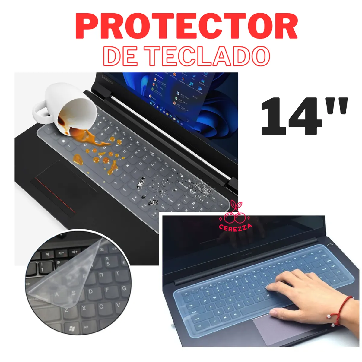 GENERICO - PROTECTOR DE TECLADO PARA LAPTOPS DE 14 PULGADAS