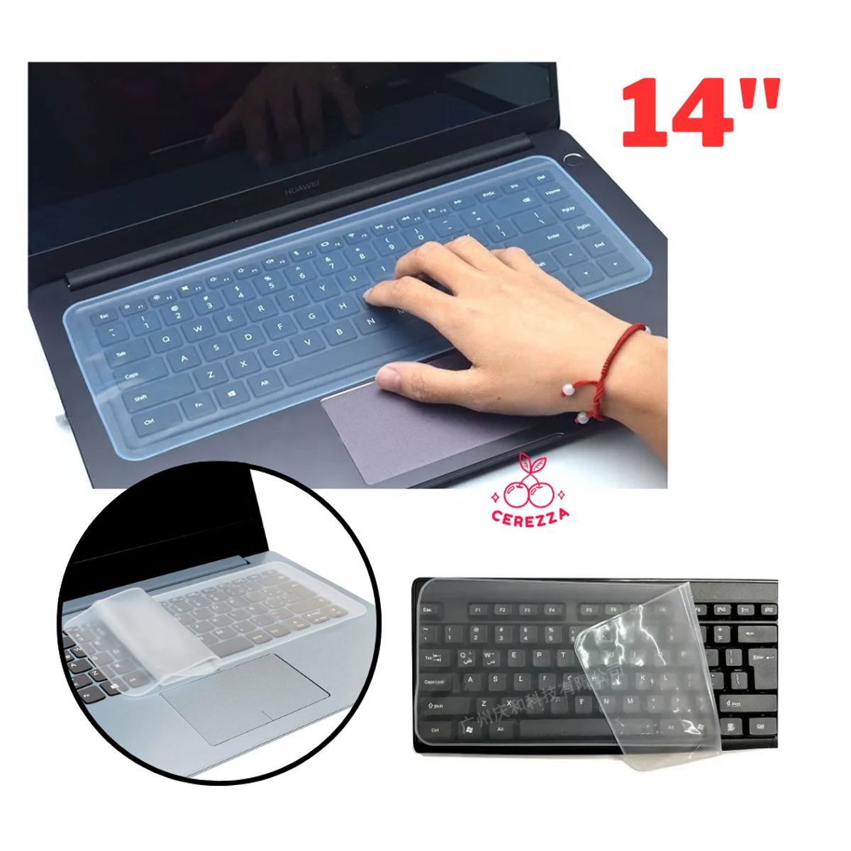 GENERICO - PROTECTOR DE TECLADO SILICONA PARA LAPTOPS DE 14 PULGADAS