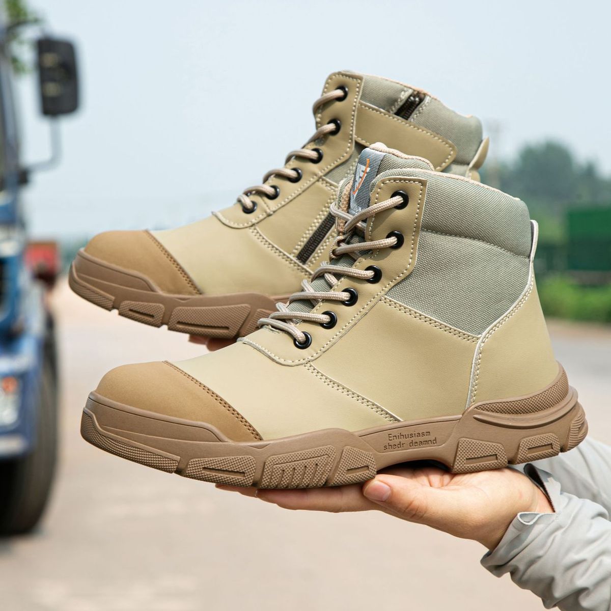 BLWOENS - Zapatos de trabajo de Seguridad para hombres - Verde