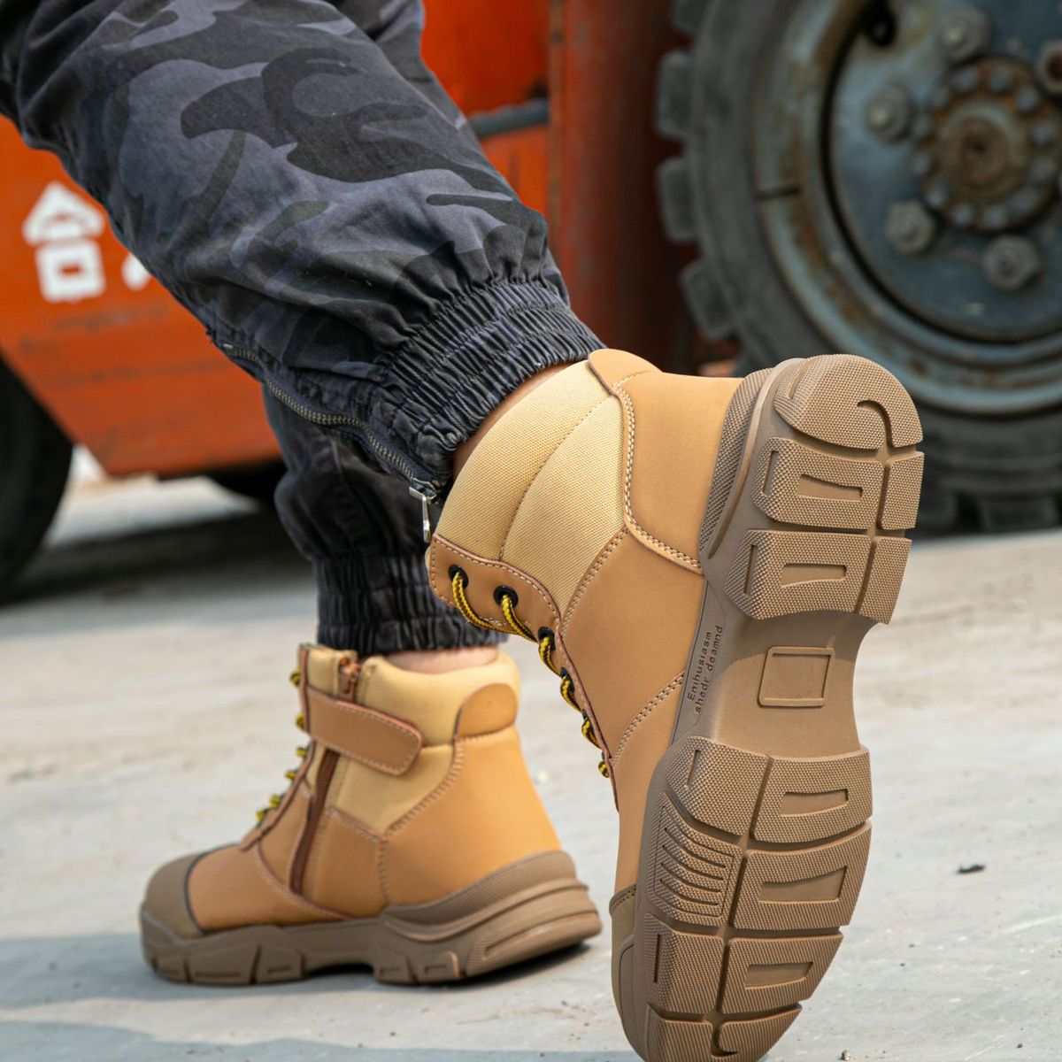 BLWOENS - Zapatos de trabajo de Seguridad para hombres - Café