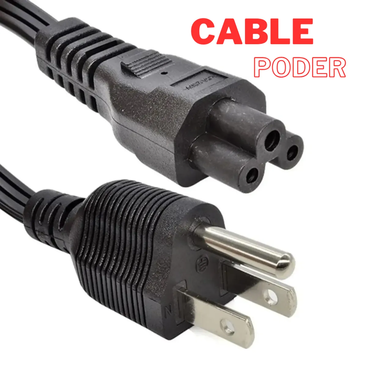 GENERICO - CABLE PODER TIPO TREBOL DE 1.50 M  NEGRO