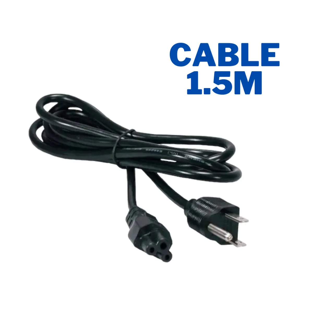 GENERICO - CABLE PODER TIPO TREBOL DE 1.50 M  NEGRO