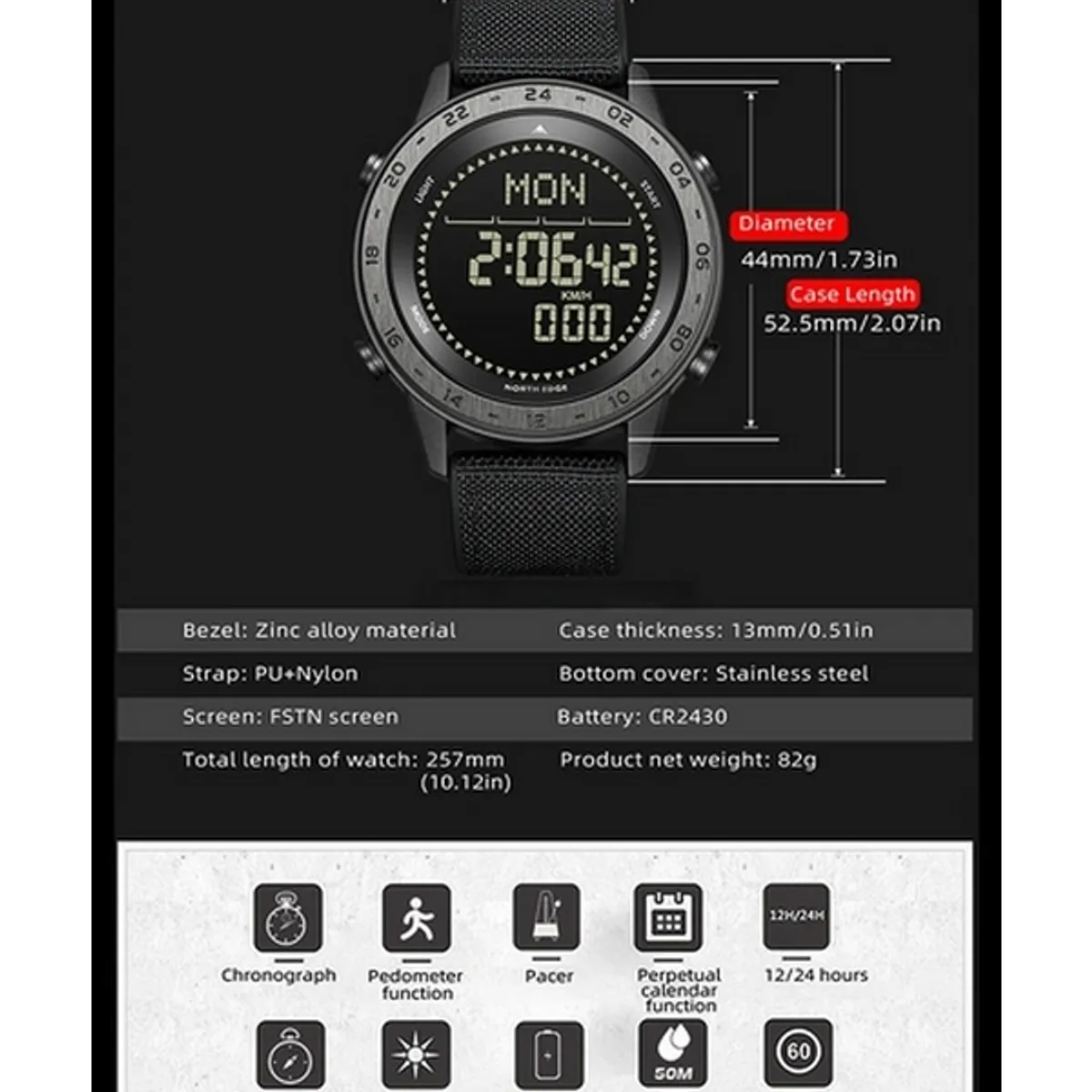 NORTH EDGE - RELOJ NORTH EDGE TANK 3- BRUJULA