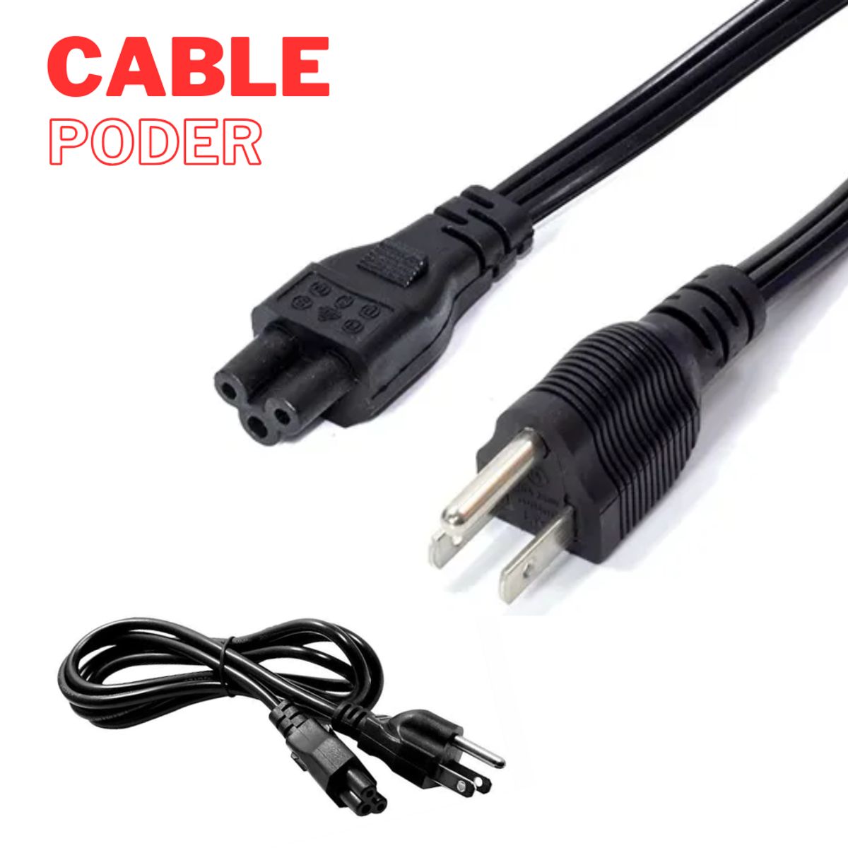 GENERICO - CABLE PODER TIPO TREBOL UNIVERSAL  1.50 M  NEGRO