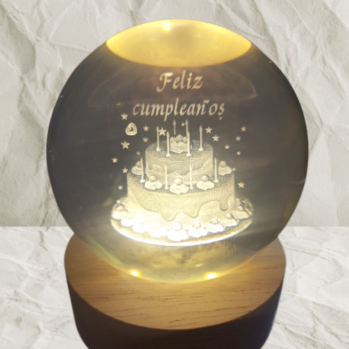 GENERICO - ESFERA DE CRISTAL 3D LÁMPARA LED ADORNO DECORATIVO TORTA
