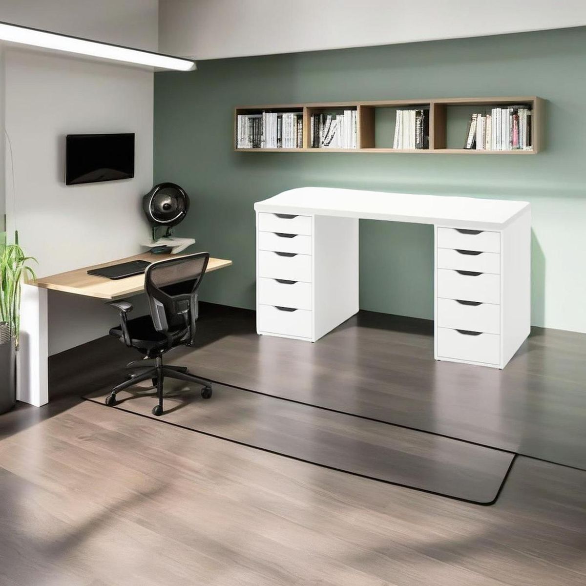 MUEBLES CRISOSTOMO - Escritorio de Melamina Moderno Blanco 140cm