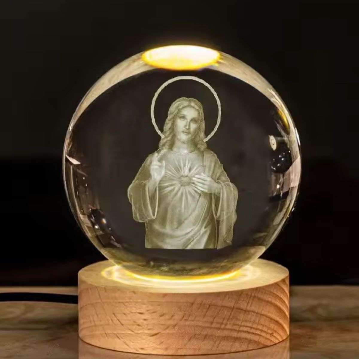 GENERICO - ESFERA DE CRISTAL 3D LÁMPARA LED ADORNO DECORATIVO JESÚS