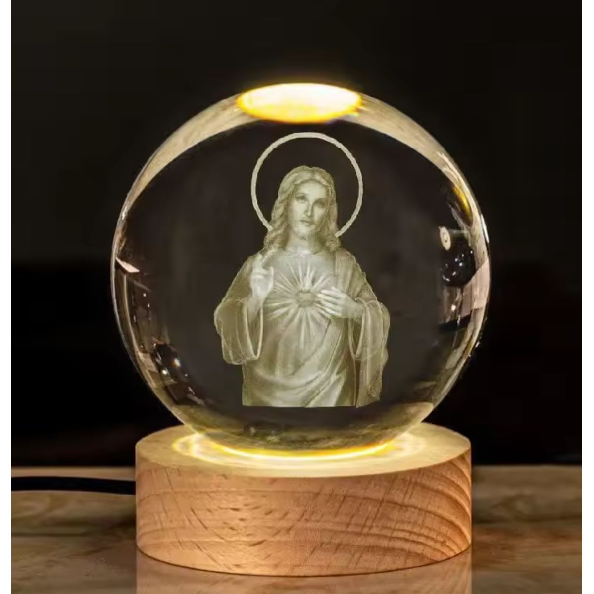 GENERICO - ESFERA DE CRISTAL 3D LÁMPARA LED ADORNO DECORATIVO JESÚS