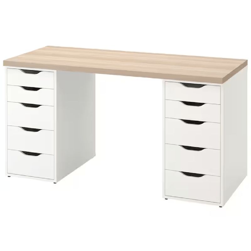 MUEBLES CRISOSTOMO - Escritorio de Melamina Moderno Malva Blanco 140cm
