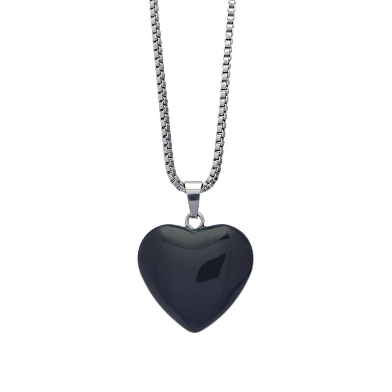 GENERICO - Collar Corazón de Obsidiana para mujer