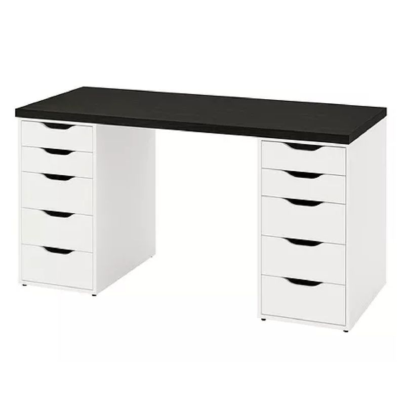 MUEBLES CRISOSTOMO - Escritorio de Melamina Moderno Negro Blanco 140cm