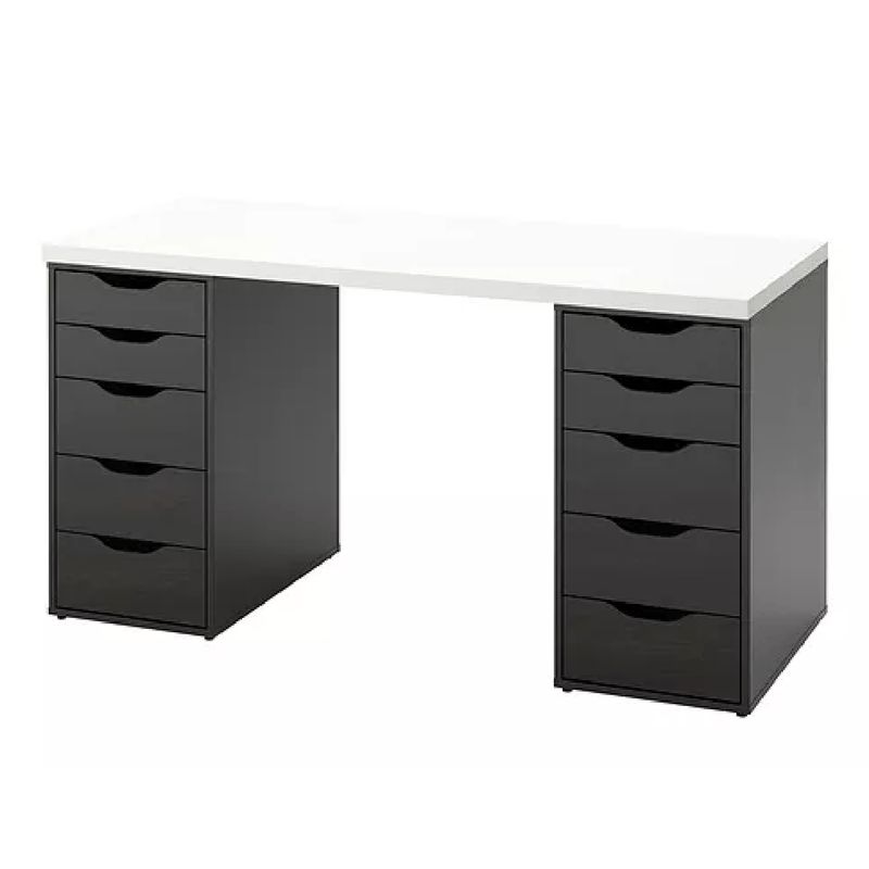 MUEBLES CRISOSTOMO - Escritorio de Melamina Moderno Blanco Negro 140cm