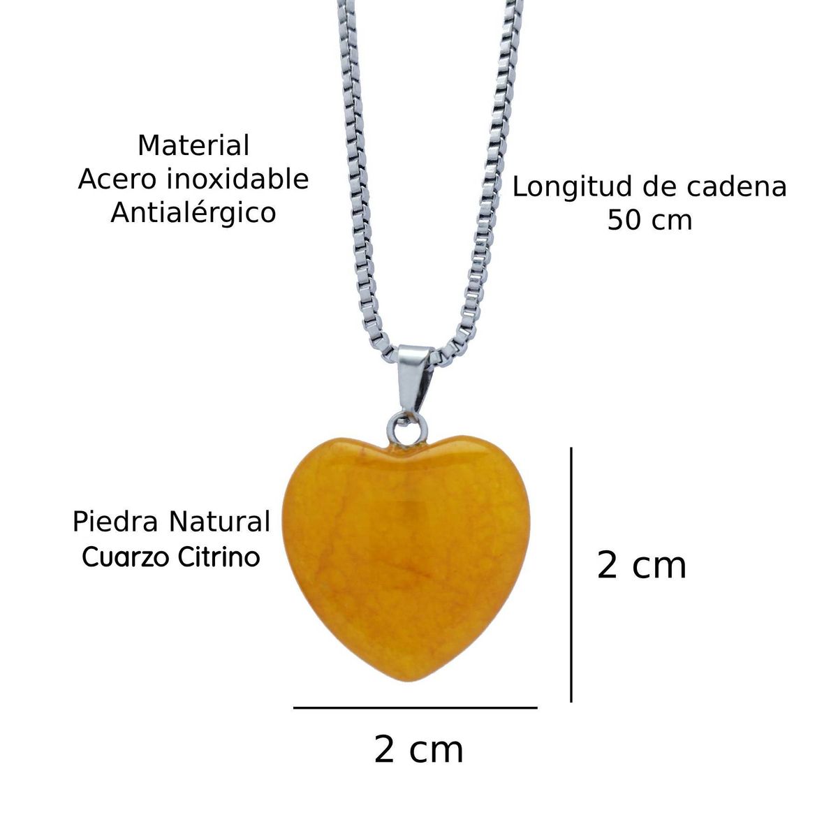GENERICO - Collar Corazón de Cuarzo Citrino