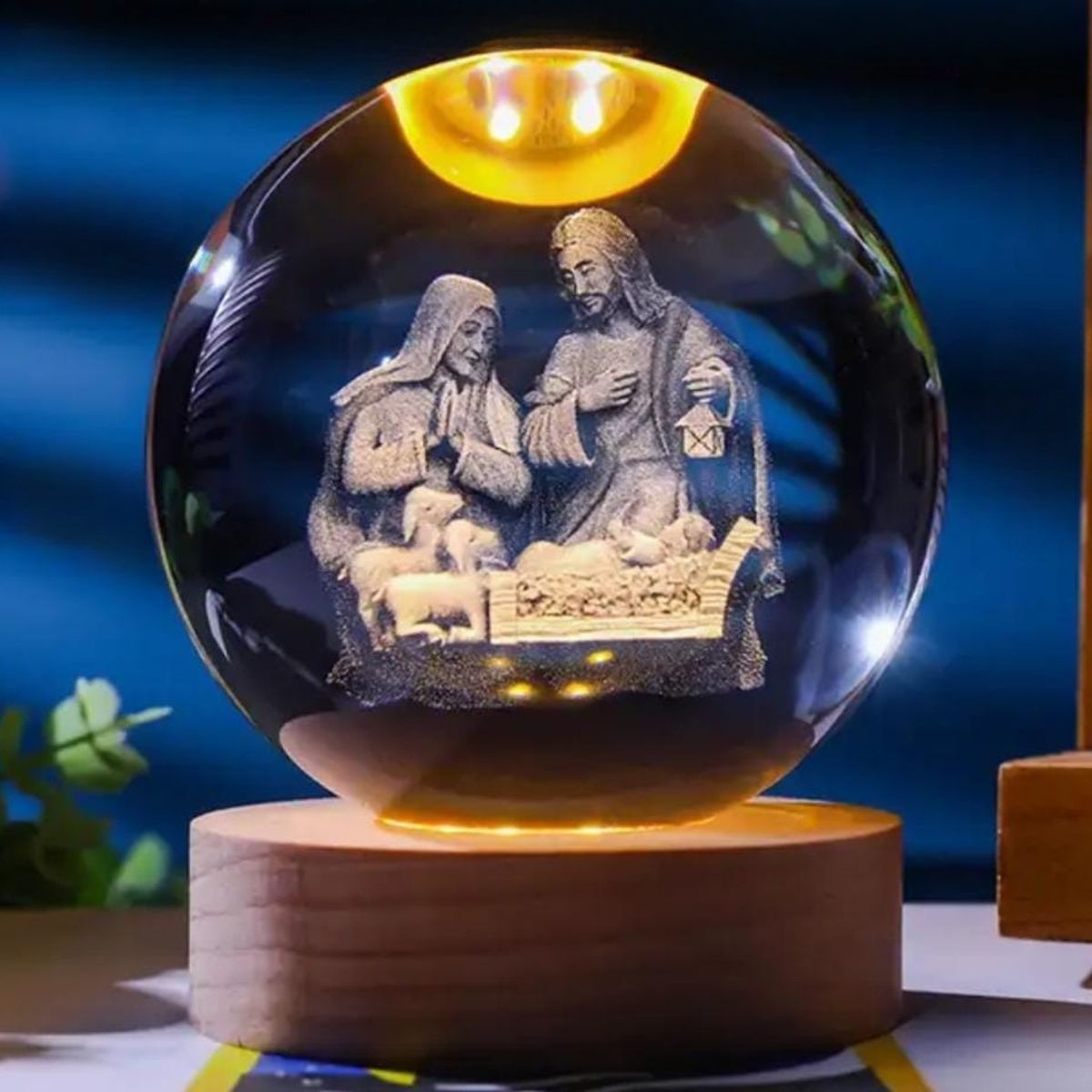 GENERICO - ESFERA DE CRISTAL 3D LÁMPARA LED ADORNO DECORATIVO NACIMIENTO JESÚS