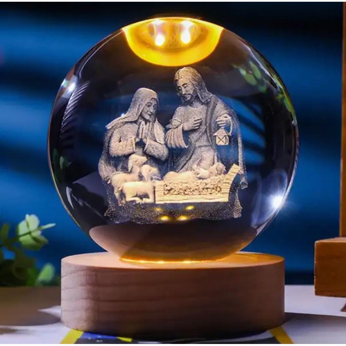 GENERICO - ESFERA DE CRISTAL 3D LÁMPARA LED ADORNO DECORATIVO NACIMIENTO JESÚS
