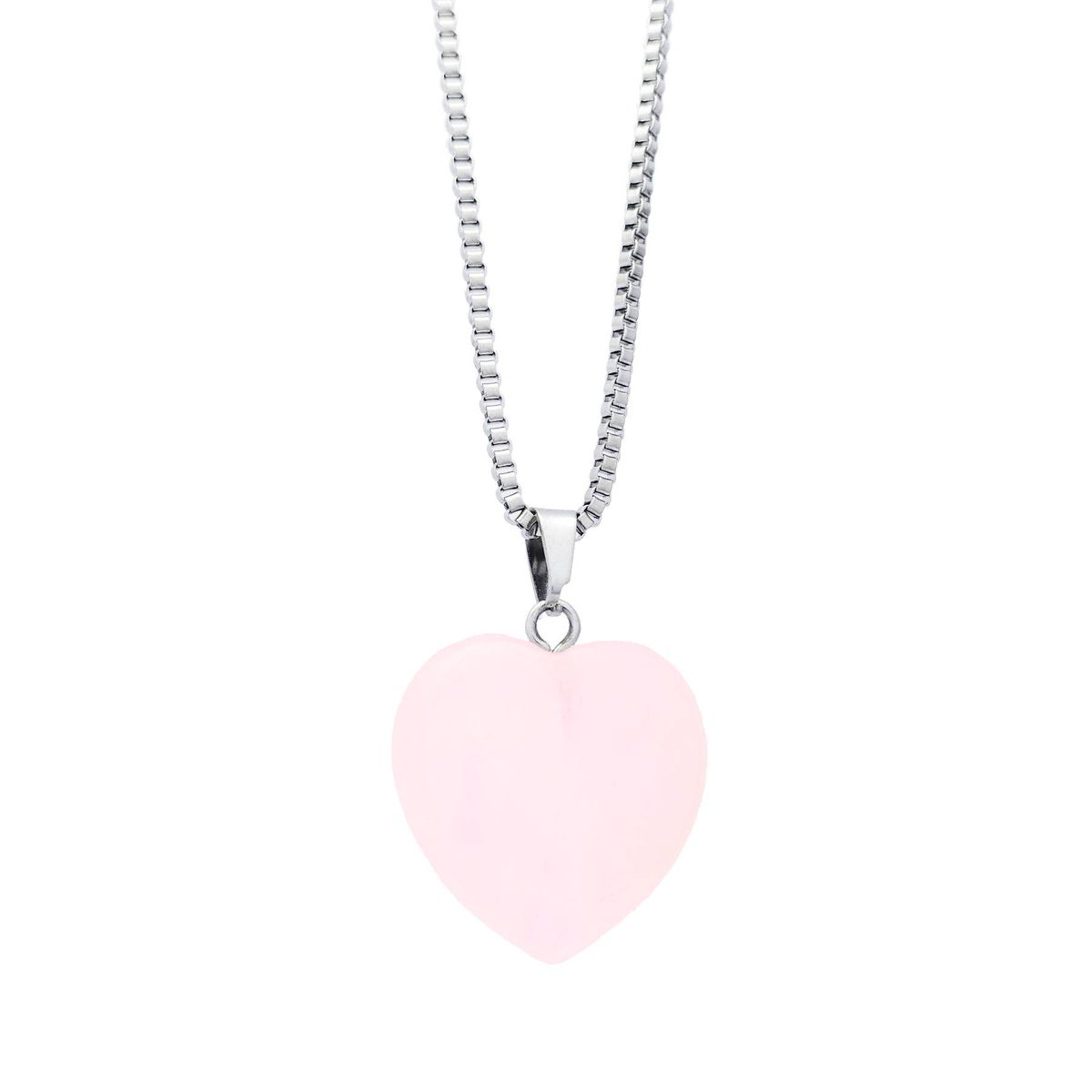 GENERICO - Collar Corazón de Cuarzo Rosa