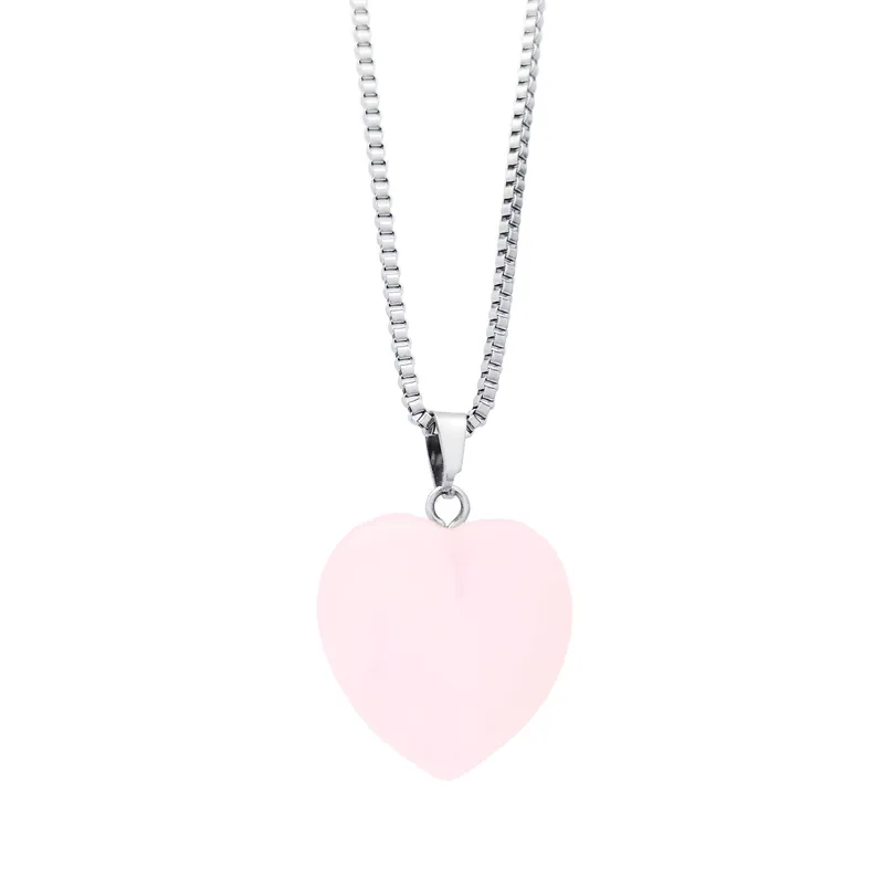 GENERICO - Collar Corazón de Cuarzo Rosa