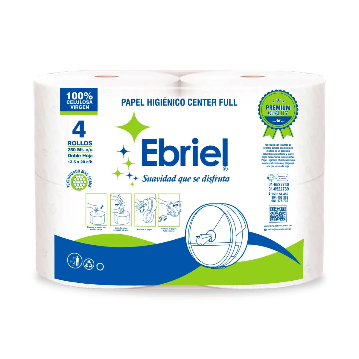 GENERICO - Papel Higiénico Center Pull Blanco Ebriel x 250 mt.