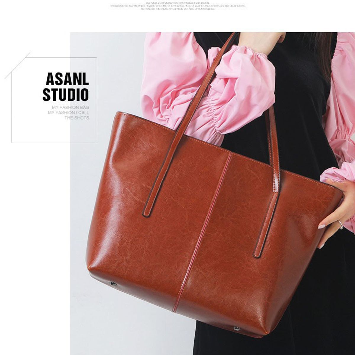 PUREPOWER - Bolso de hombro de moda de cuero genuino para mujer