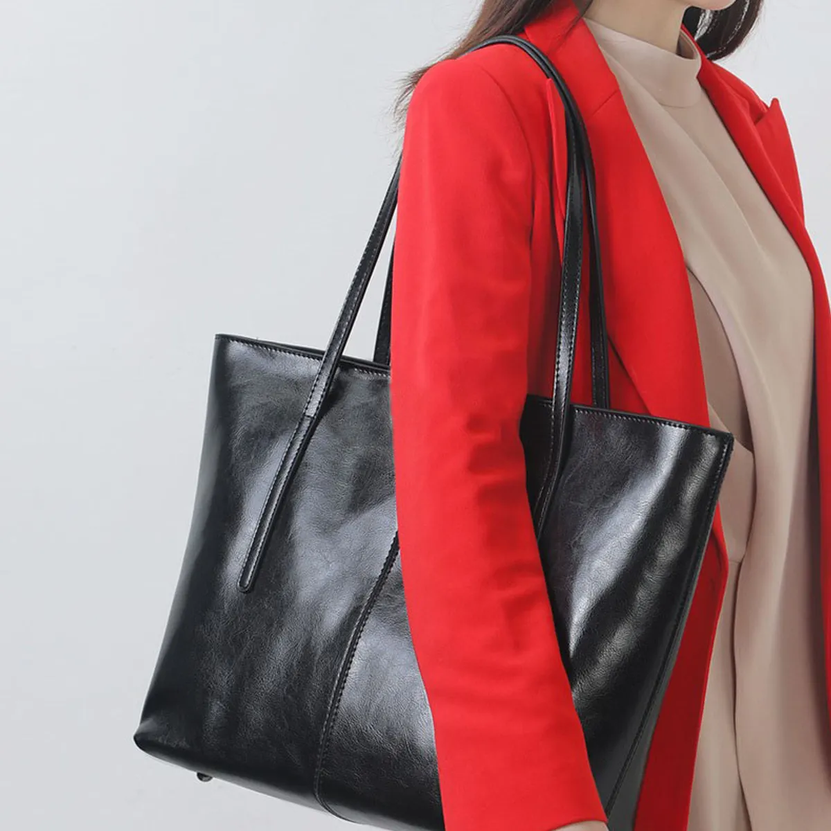 PUREPOWER - Bolso de hombro de moda de cuero genuino para mujer