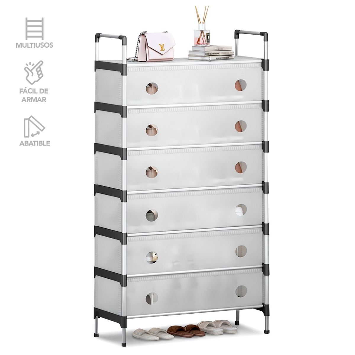 KELLER - Zapatero de 6 Niveles Elegante Desmontable BL Z18