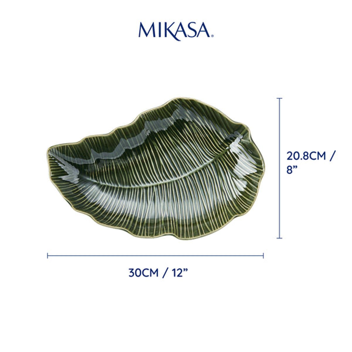 MIKASA - Fuente de cerámica forma de hoja 30cm color verde Mikasa Jardin