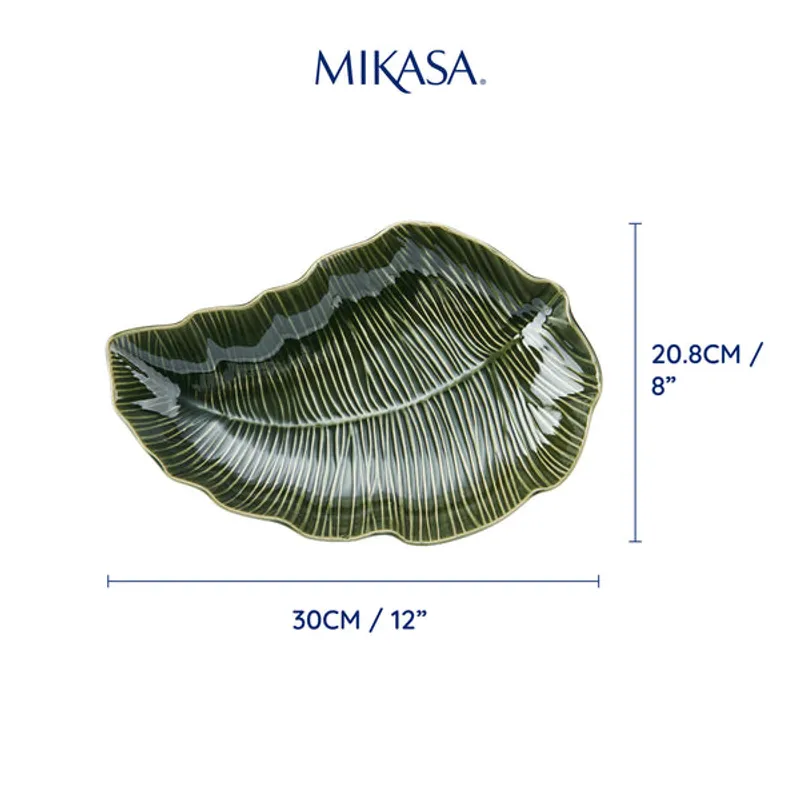 MIKASA - Fuente de cerámica forma de hoja 30cm color verde Mikasa Jardin