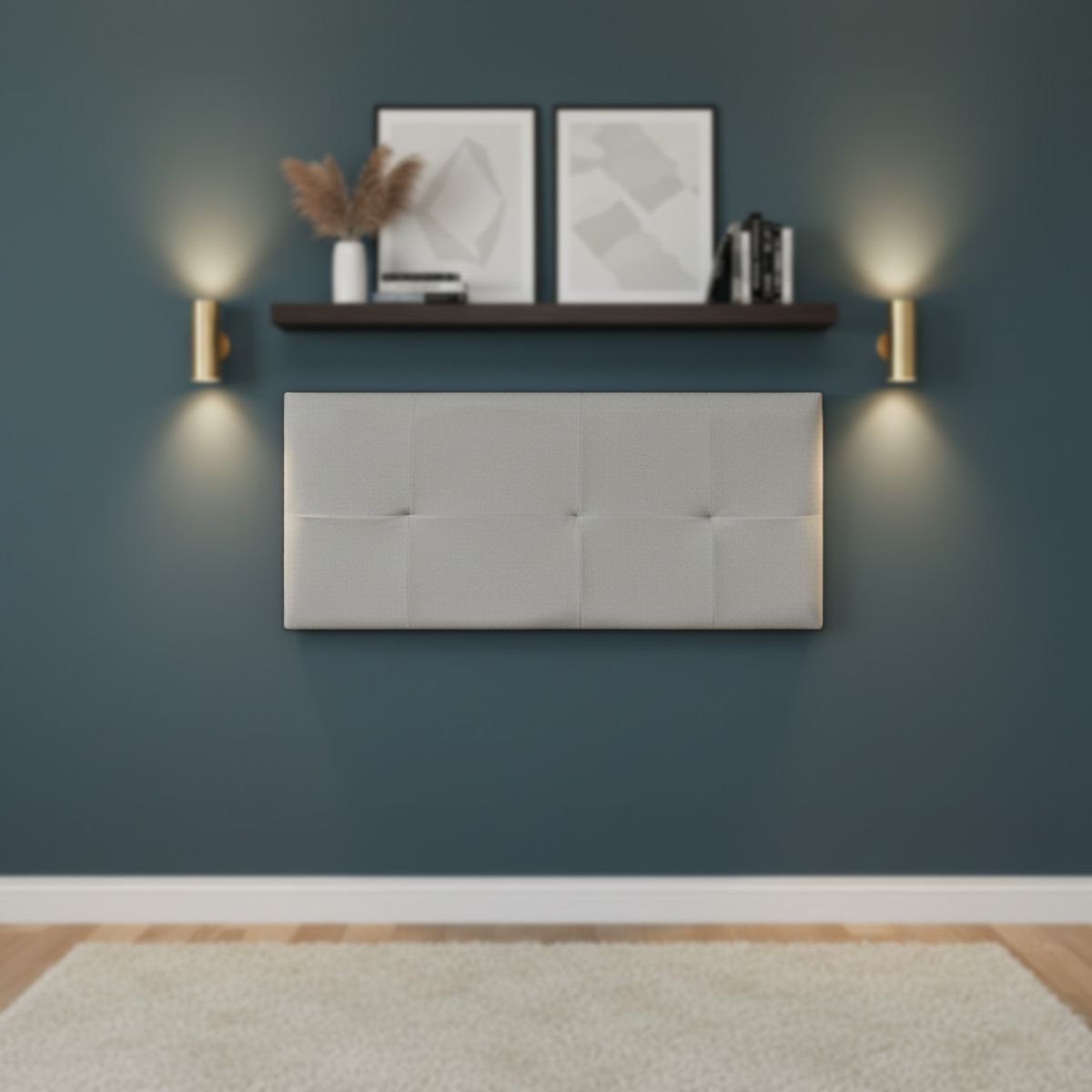 MUEBLES MACRUMO - Cabecera Aérea Reforzada Brisa con tela antifluida de King color Gris Claro