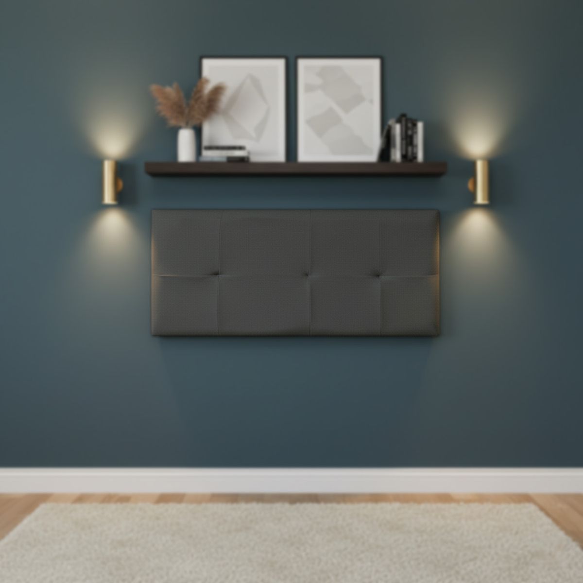 MUEBLES MACRUMO - Cabecera Aérea Reforzada Brisa con tela antifluida de King color Gris Oscuro