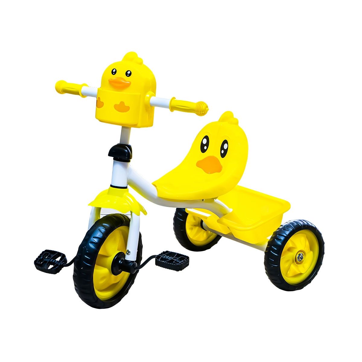 GENERICO - Triciclo Doble Canastilla Niños Infantil Sonido Patito Amar